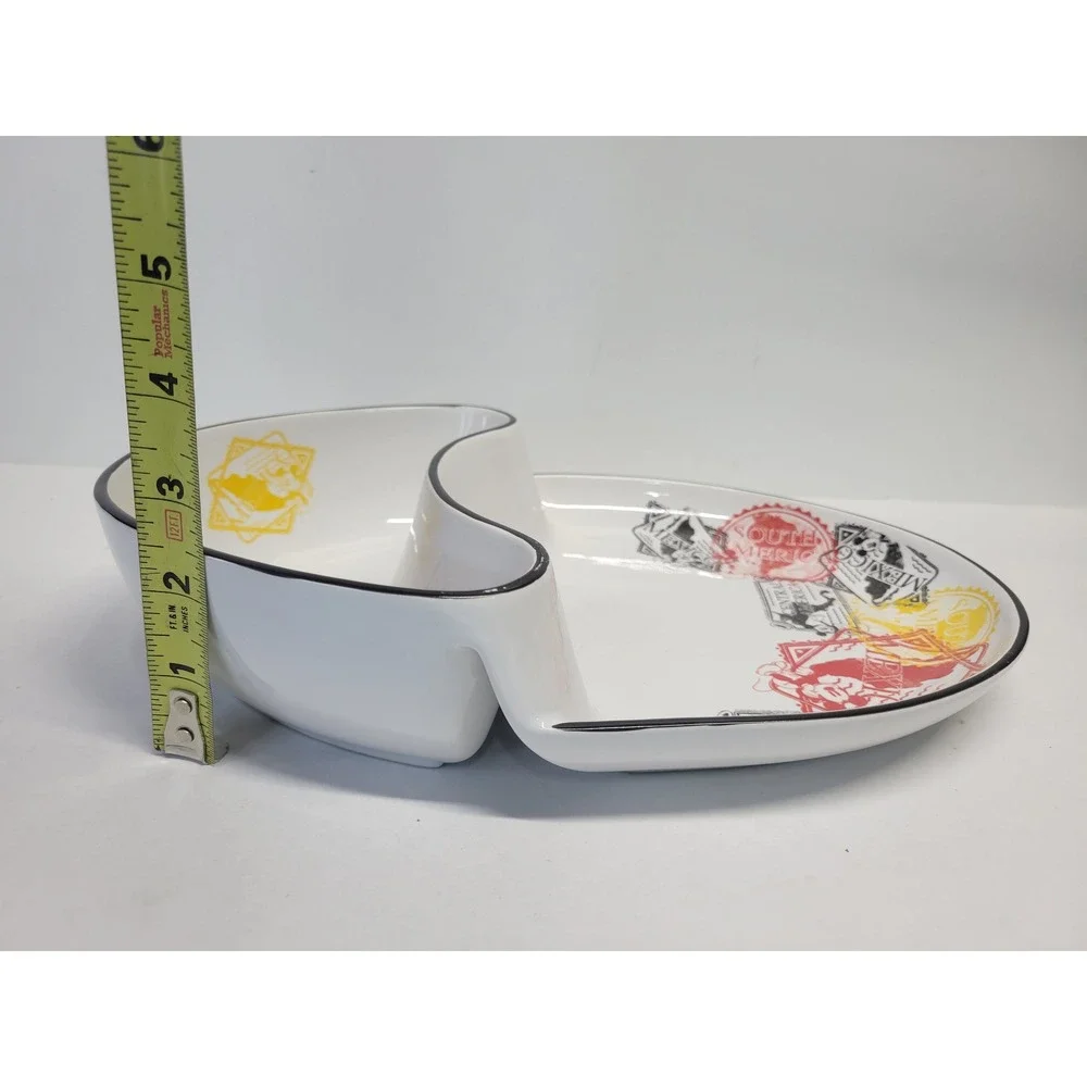 Disney Parks Mickey Mouse Travel Passport Stamp Ceramic Chip‎ Dip Server White